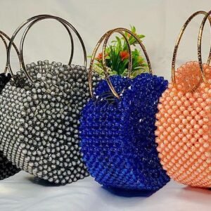 accueil Sac Sphère Anneaux Dorés, sac rond en perles cristal avec anses en anneaux dorés – Maperle K Accessoires