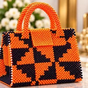 accueil Sac Safran Graphique en perles tissées à la main – Maperle K Accessoires
