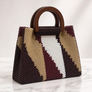 Sac Grenat Boisé en perles tissées à la main – Maperle K Accessoires