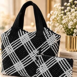 Sac Échiquier Duo en perles tissées à la main – Maperle K Accessoires