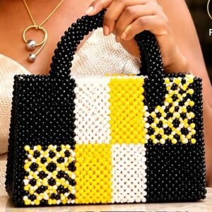 Sac Damier Signature en perles tissées à la main – Maperle K Accessoires