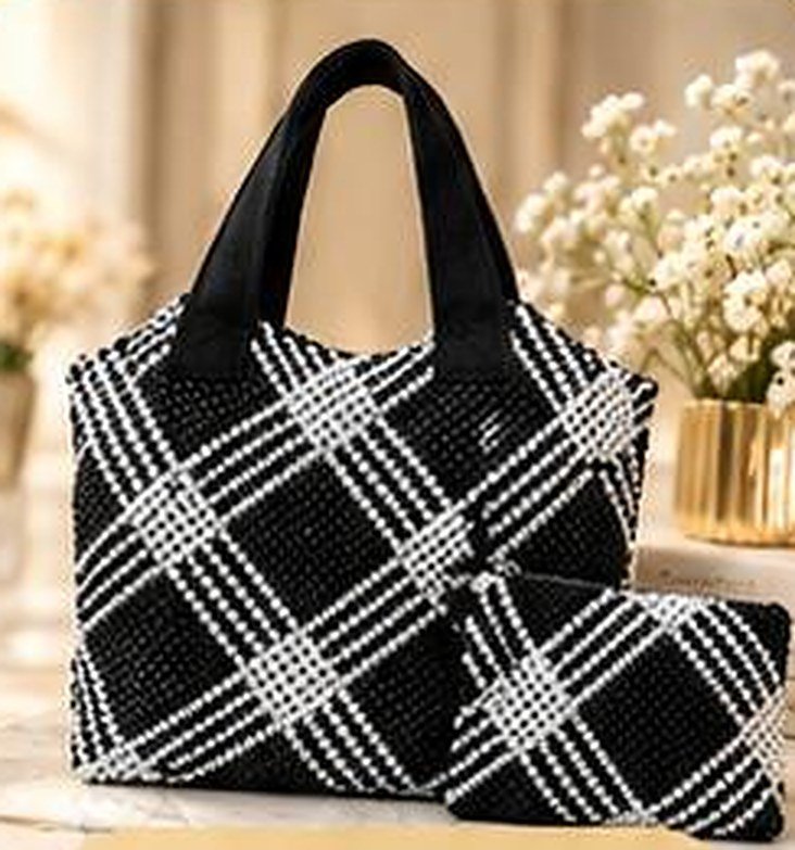 02 Sac Échiquier Duo en perles tissées à la main – Maperle K Accessoires