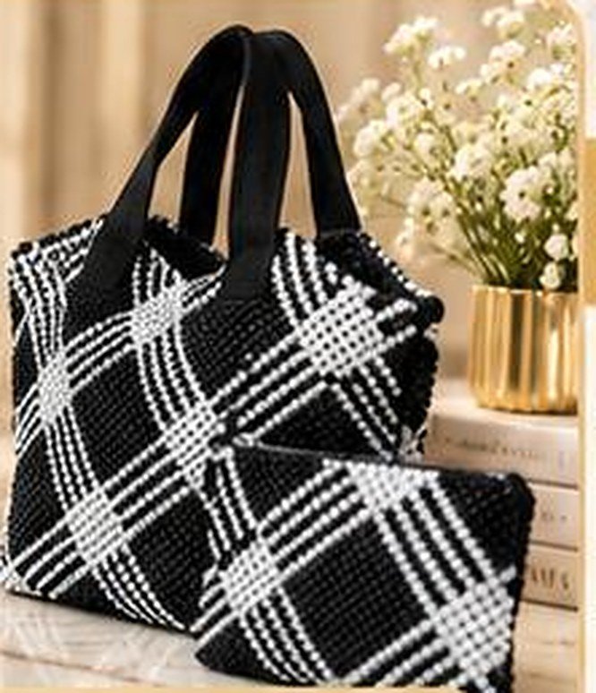 03 Sac Échiquier Duo en perles tissées à la main – Maperle K Accessoires