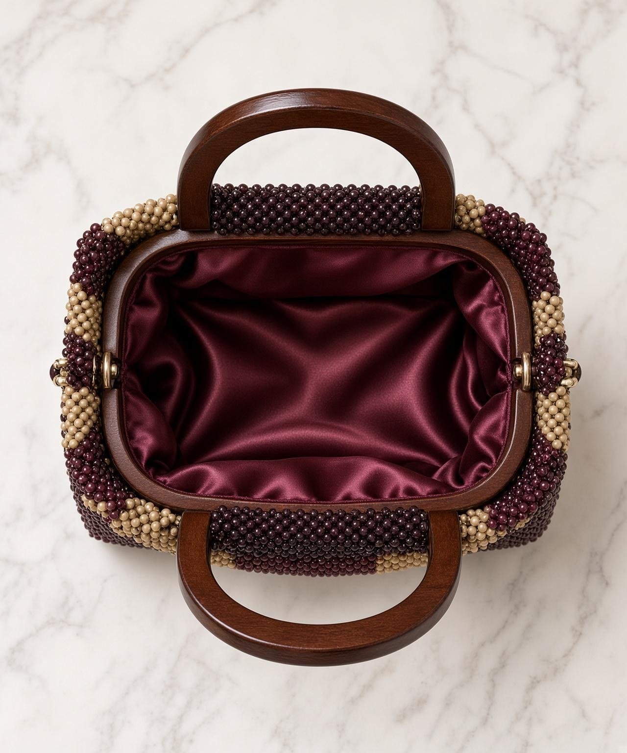 03 Sac Grenat Boisé en perles tissées à la main – Maperle K Accessoires