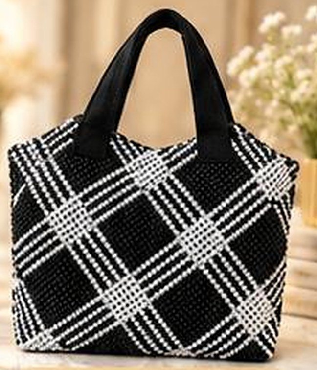 04 Sac Échiquier Duo en perles tissées à la main – Maperle K Accessoires