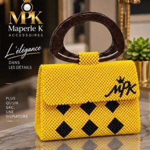 Sac Éclat Royal en perles jaunes et noires Maperle K