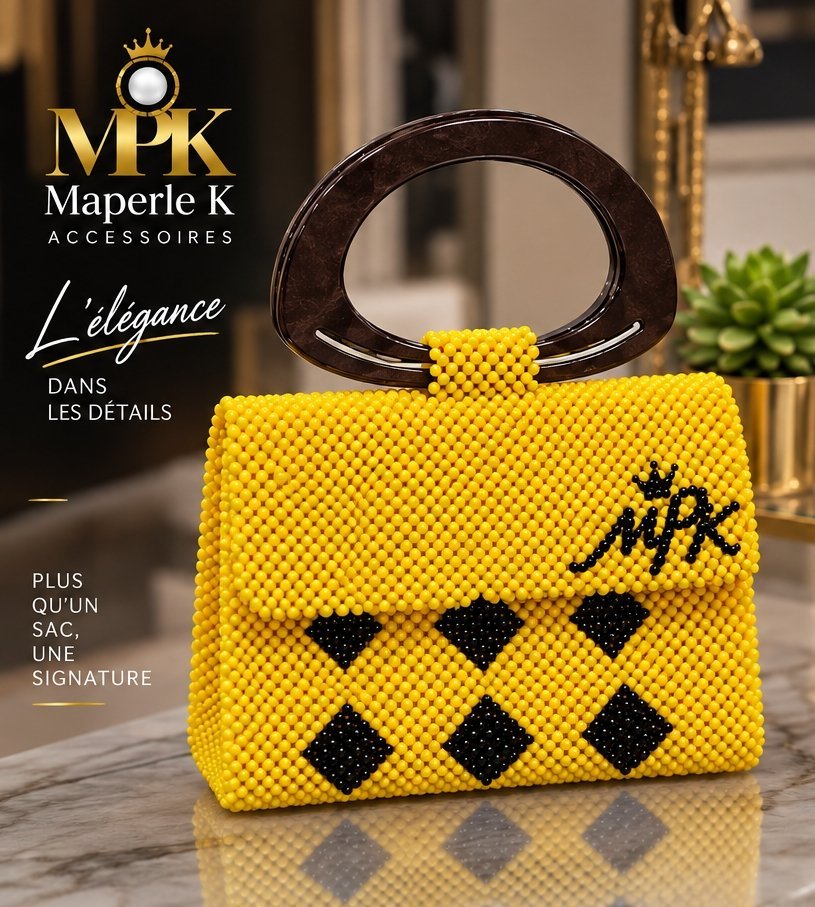sac-eclat-face-web Sac Éclat Royal en perles jaunes et noires Maperle K